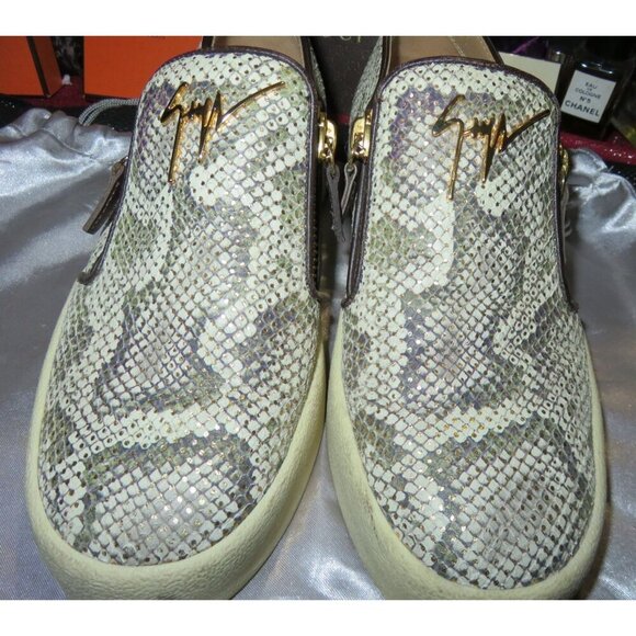 Giuseppe Zanotti Python Embossed Italian Leather Devon Skate Shoes Sneakers 39 - Picture 2 of 11